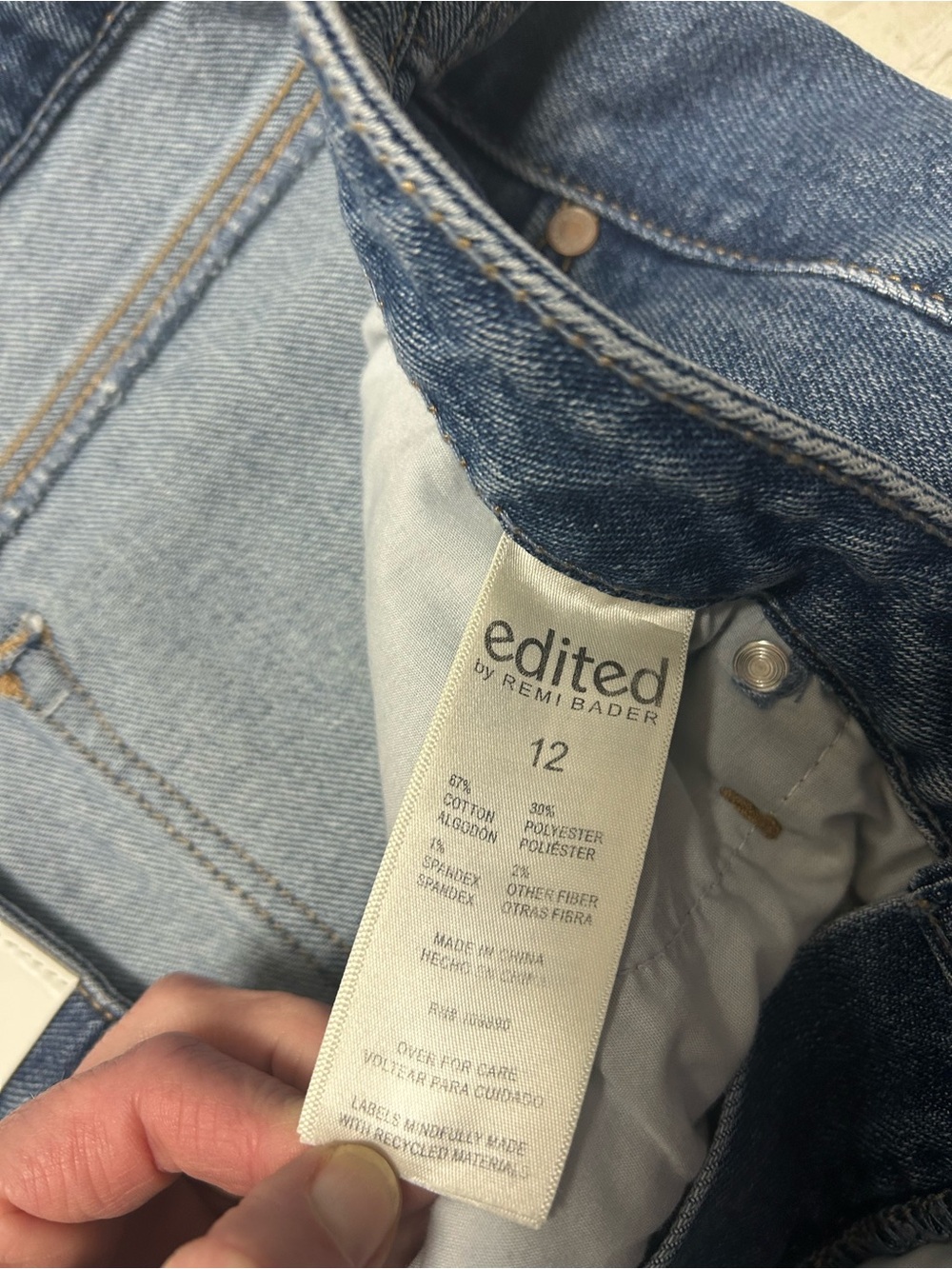 Edited by Remi Bader Wide Leg Jeans Medium Wash Stretch Denim Size 12 - Picture 5 of 6